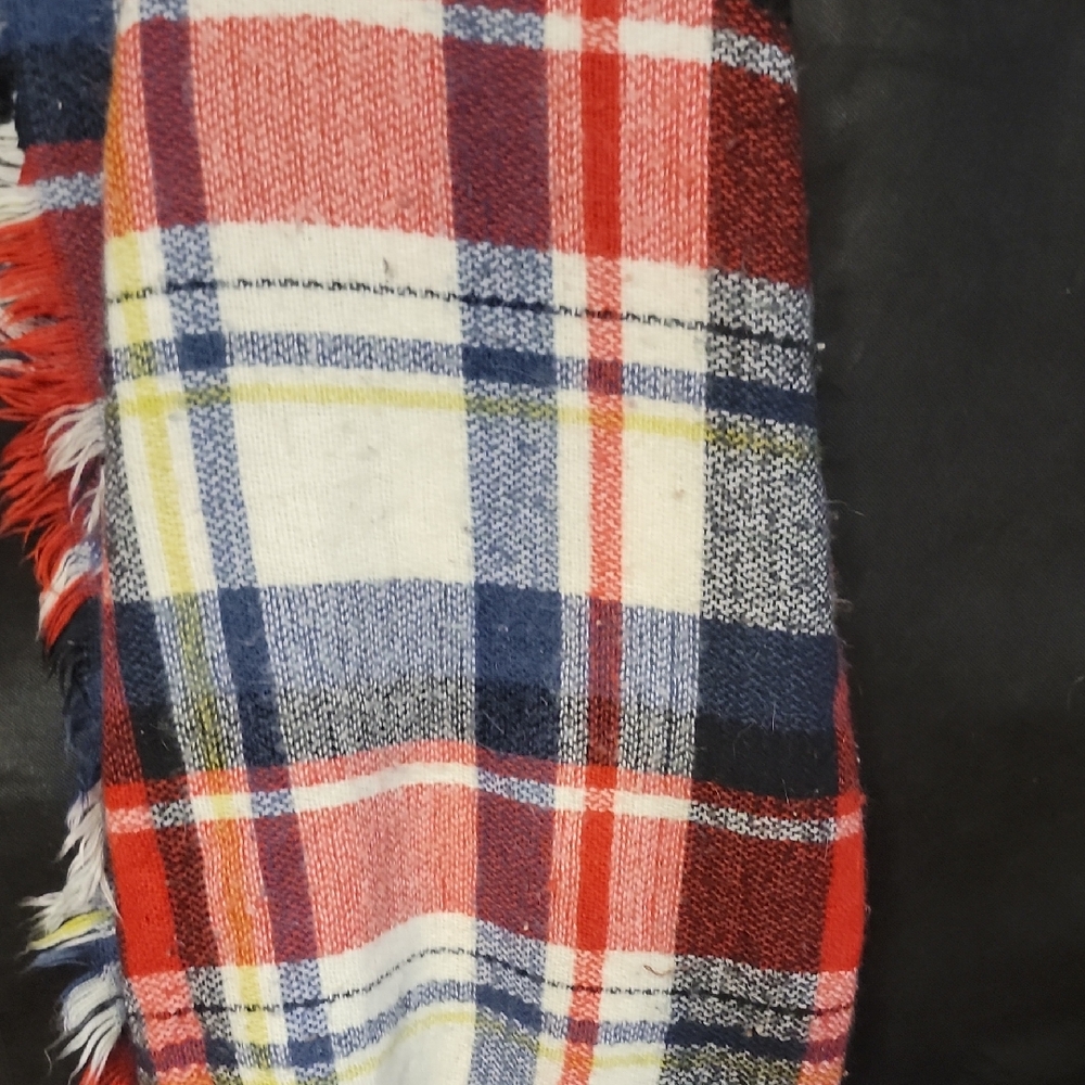 Plaid Scarf/shawl with Red and Blue Accents